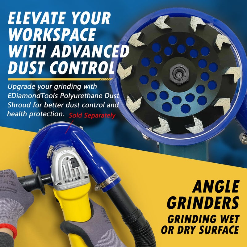 EDiamondTools 7" High Performance Diamond Grinding Wheels for Concrete, Paint, Epoxy, Mastic, Coating Removal, #30/40 Grit, 10 Arrow Segments, 7/8"-5/8" Arbor - Image 5